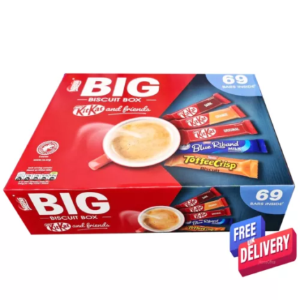 Nestlé Kitkat and Friends Big Biscuit Box | 69 x Chocolate Biscuit Bars – KitKat, Blue Riband, Toffee Crisp | Bulk Chocolate Box 1.357kg